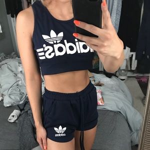 Navy and white adidas set